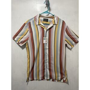 PRIMARK Striped Button Front Multicolor Casual Dress Shirt Men’s Sz S NWT